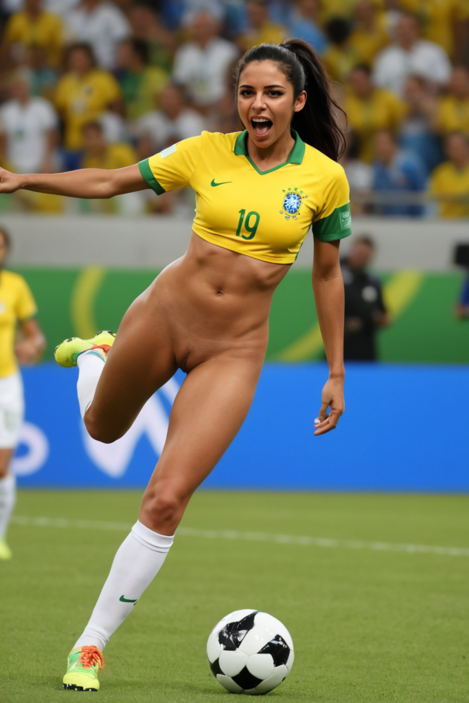 Olympic football action with the Brazilian women's team