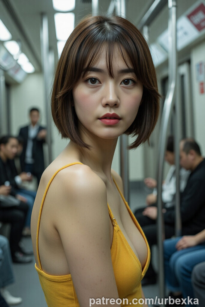 a captivating gallery featuring young Korean models in the dynamic, neon-lit setting of the Seoul subway