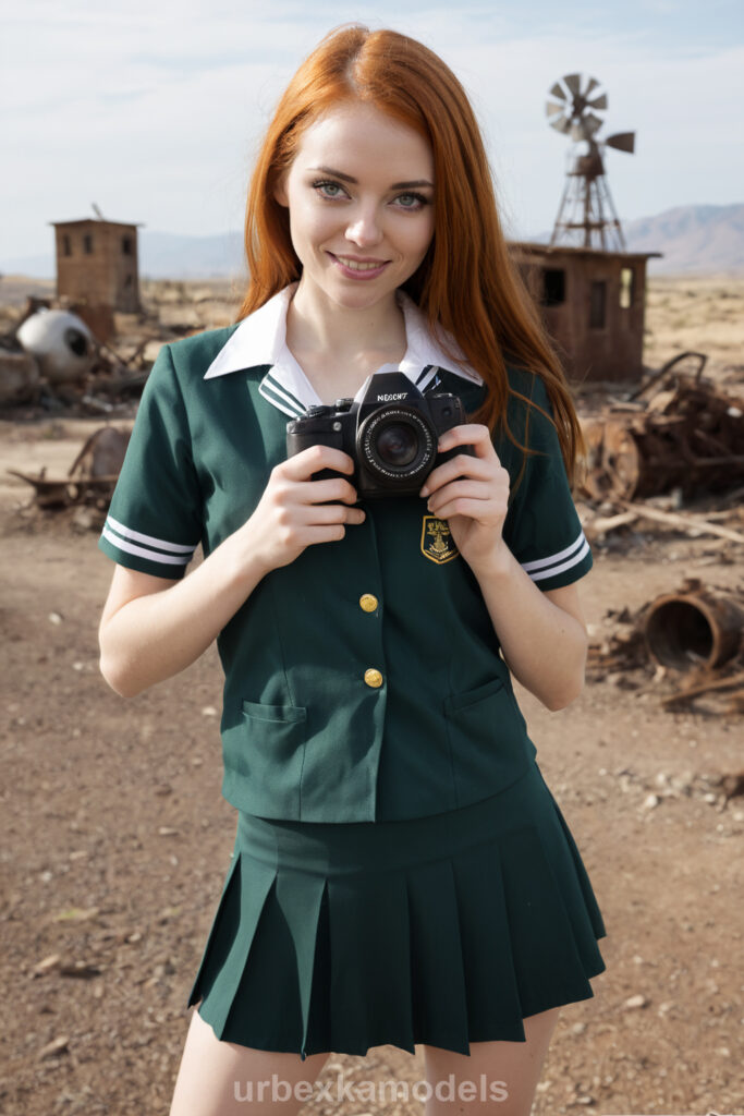Decay School Squad. Red-haired schoolgirls in a dystopian world—decay meets elegance in this bold, post-apocalyptic vision.
